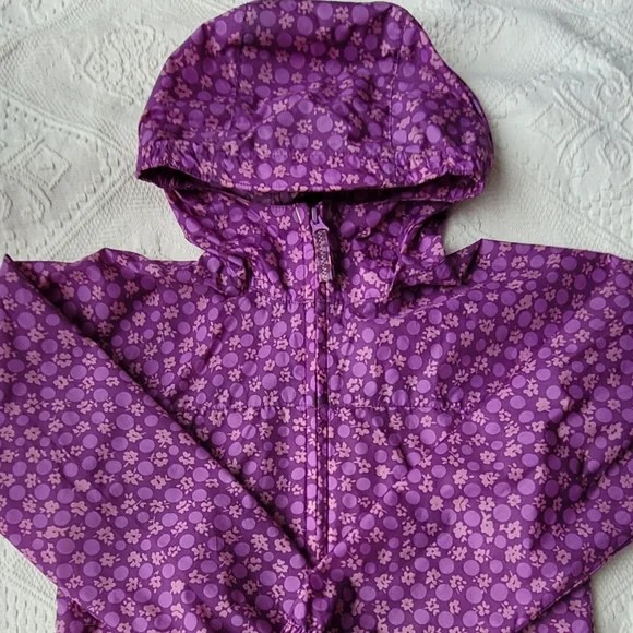 GIRLS SPRING HOODED JACKET LOT: LAND'S END RAIN COAT EDDIE BAUER UTILITY SIZE 7 - Picture 3 of 15